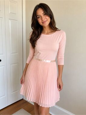 Ralph Lauren Polo Pale Pink Pleated Dress sz 16